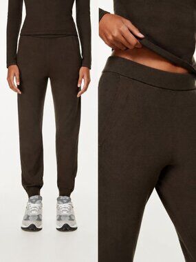Aritzia Babaton Rodin Knit Jogger High Rise Rich Mocha Brown Size XL